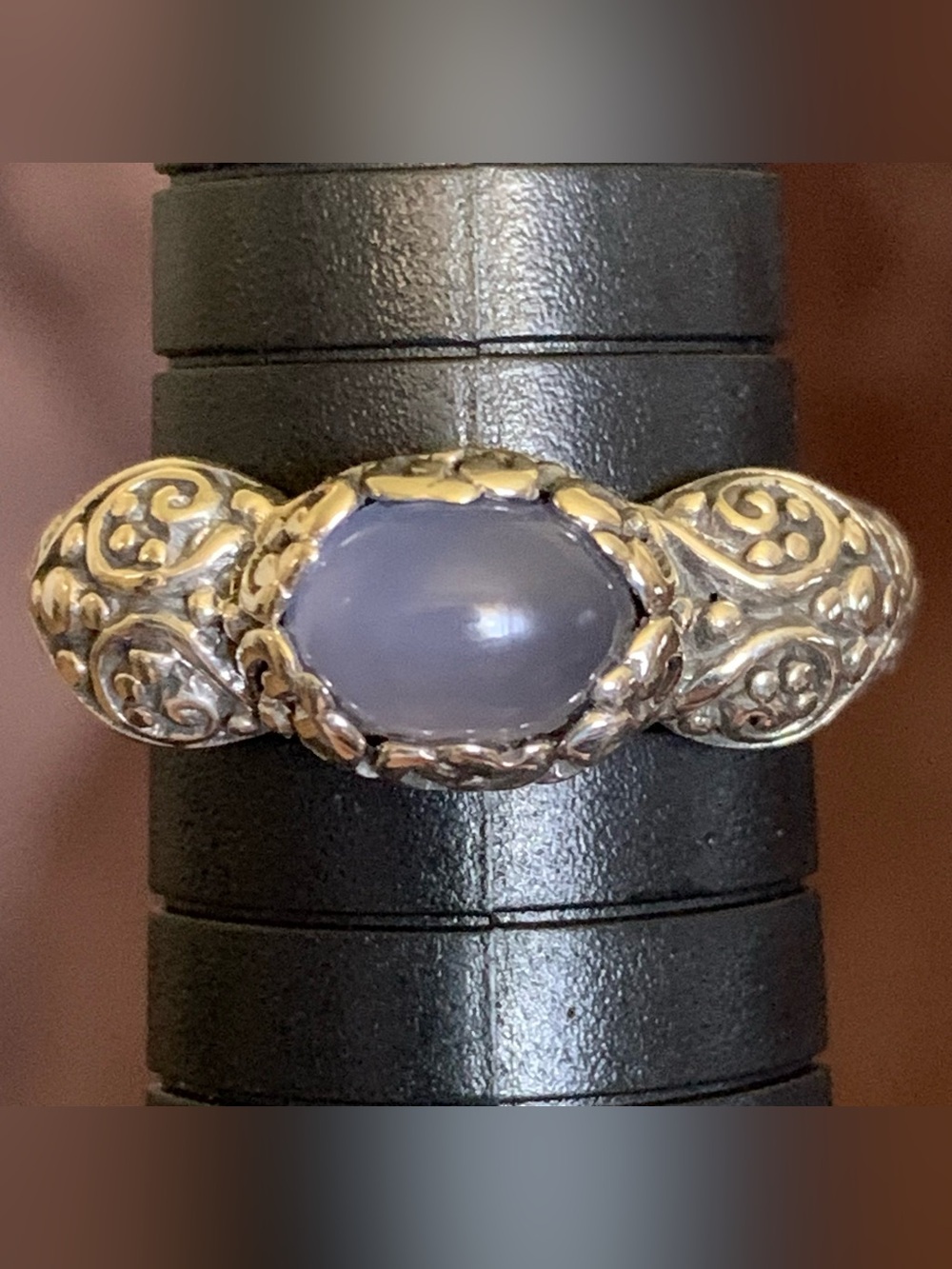Sarda Sterling Silver Praise & Hallelujah Thru It Ring™ in Chalcedony